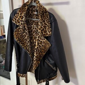 Leopard Print Lined Black Jacket from Dressed in Lara boutique